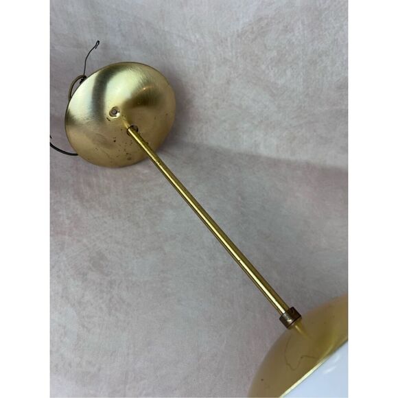 Vintage MCM 1970s Glass Globe Pendant Light Brass - Picture 6 of 13